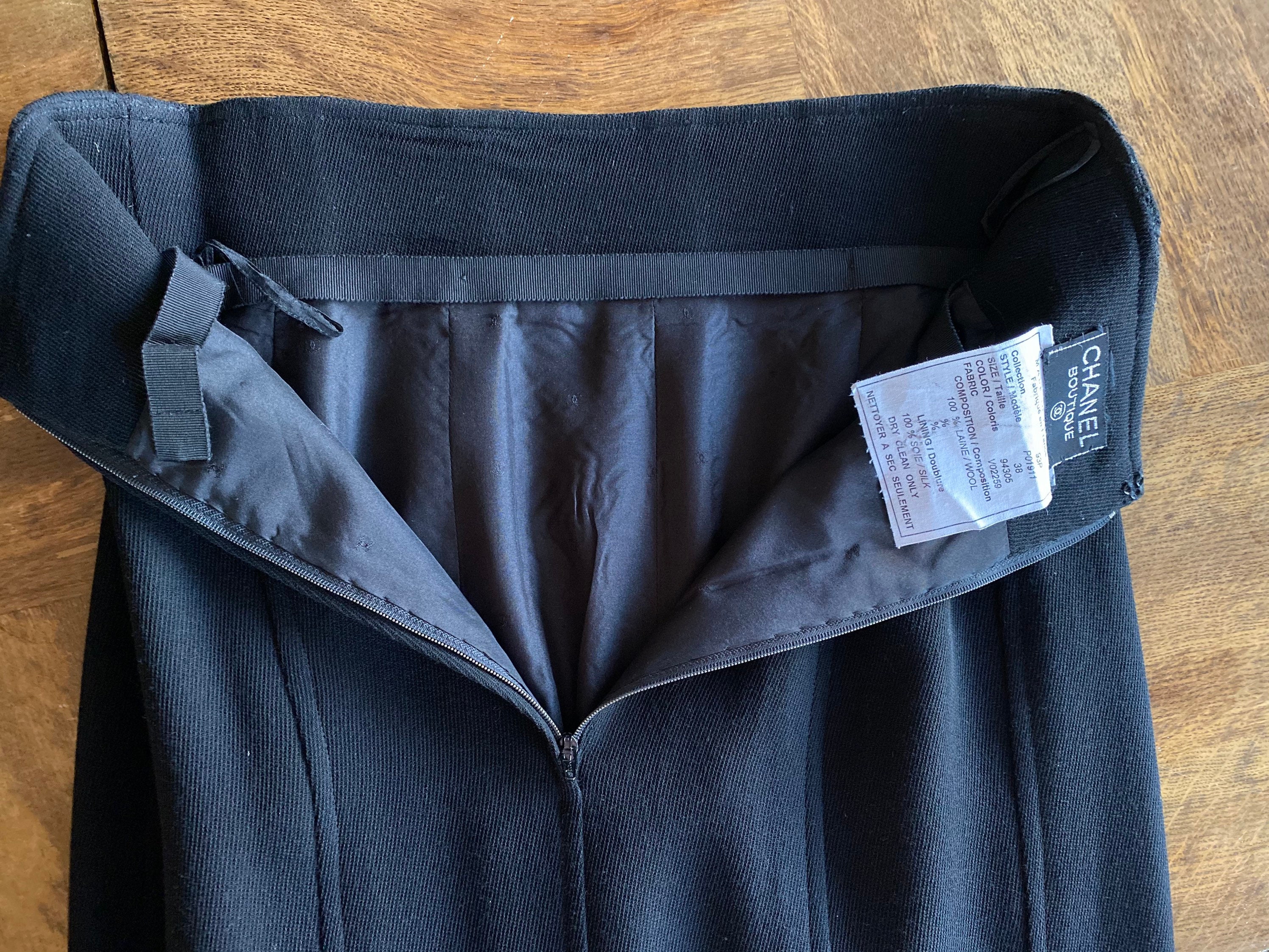 Vintage Chanel Boutique High Waisted Wool Skirt With a Silk - Etsy