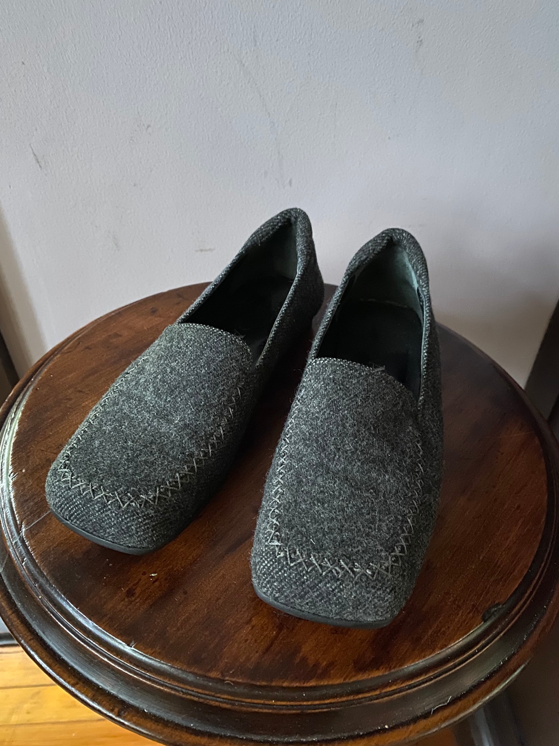 Prada grey wool loafers square toe. Hardly worn. Size 35. | Etsy