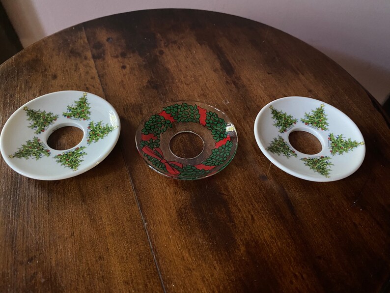 Vintage Candle Drip Catchers for Christmas. Two Porcelain and Etsy