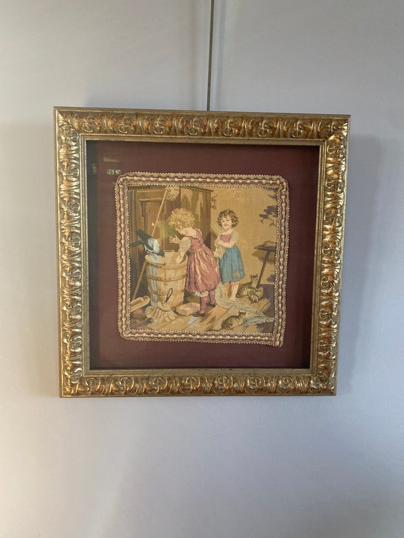 Antique Framed Tapestry 17.5 X 17.5. Ornate Wood Frame. Etsy Canada