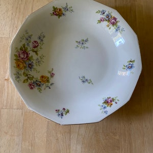 F Legrand et Cie Limoges France circa 1920 11” porcelain serving dish. Hand painted with gold trim.