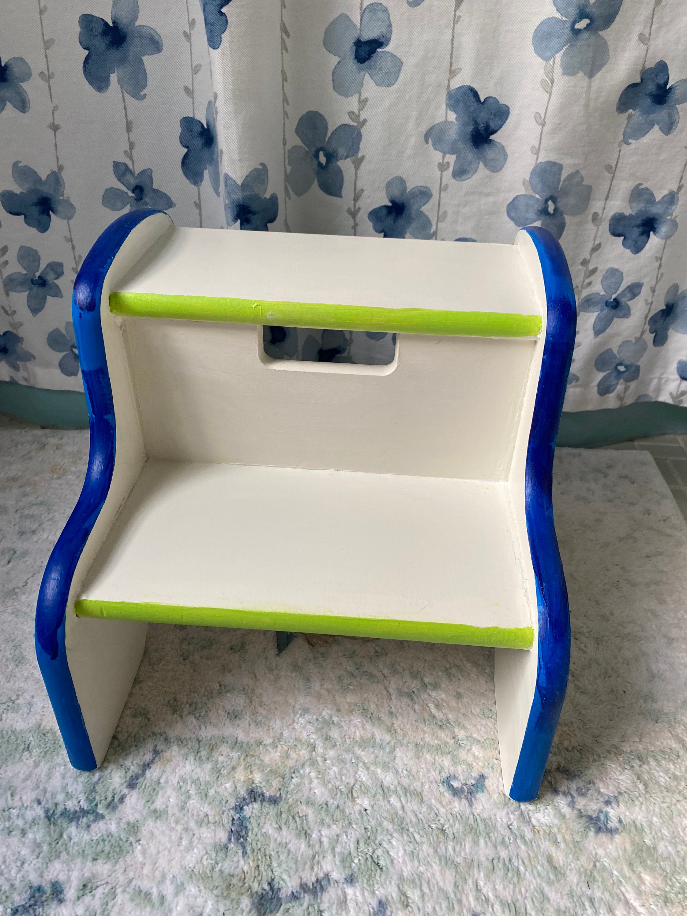 Childs Bathroom Step Stool. Wooden Stool Freshly Repainted in Etsy UK