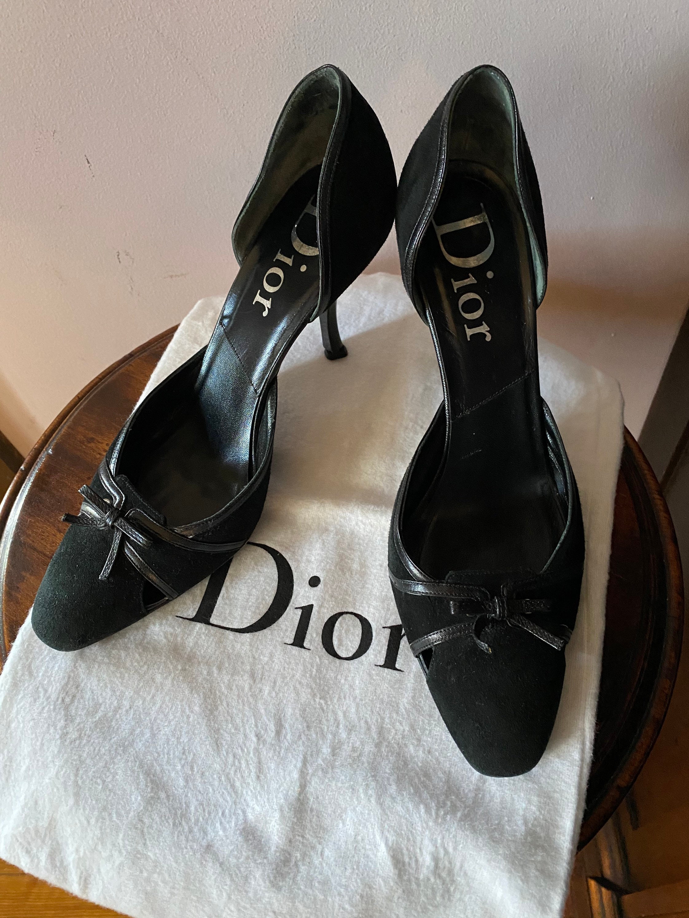 Christian Dior DOrsay suede Heels size 39.5 | Etsy