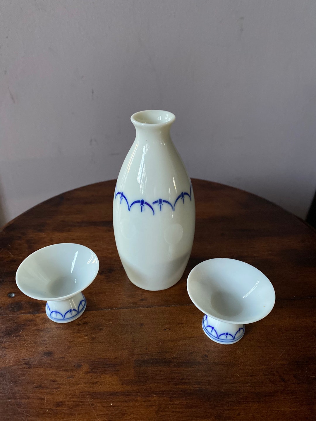 Vintage Hakutsuru 3 Piece Porcelain Sake Set Made in Japan Etsy