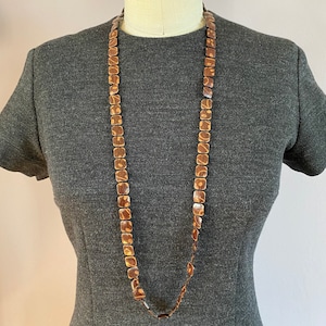 Vintage hand painted wooden necklace. Circa 1960s.