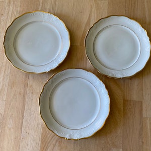 Vintage Walbrzych Glory goldrandiert China 7,5&quot; Brotteller. 3er Set.