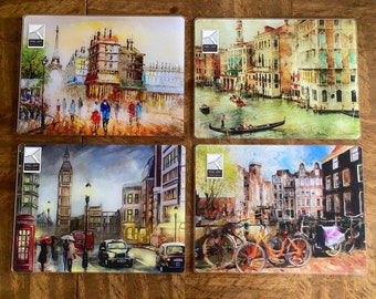 Paris, London, Venice or Amsterdam Pretty Acrylic placemats.