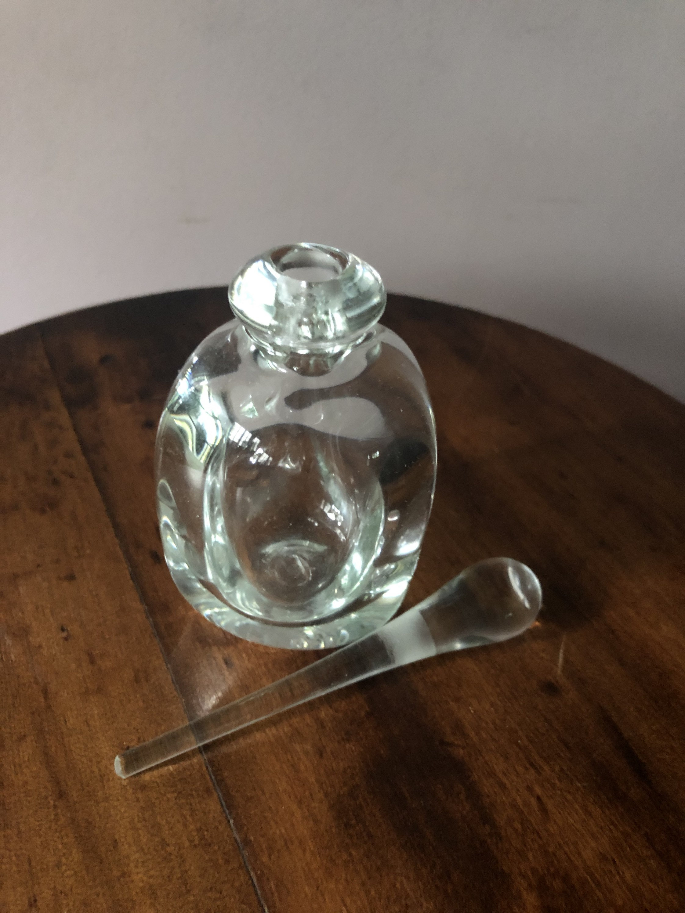 Hand blown glass bottle with beautiful long stopper Etsy