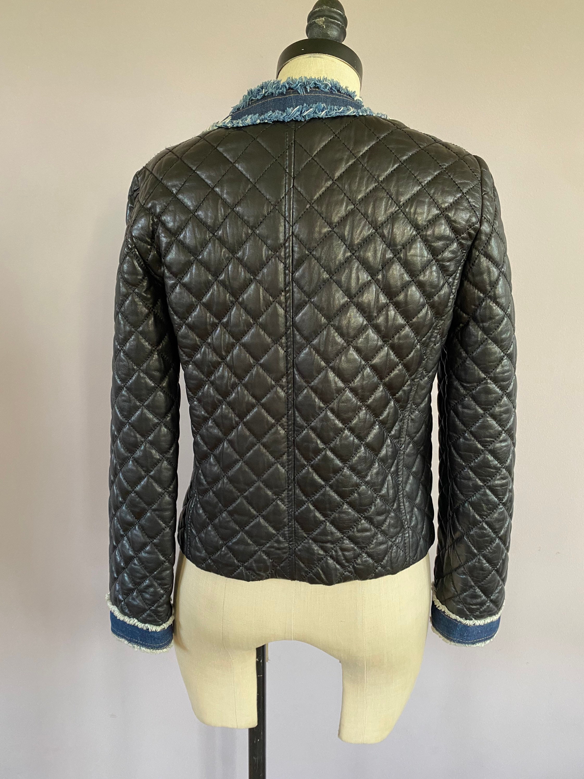 Dolce & Gabbana Lambskin Quilted Jacket With Denim Trim NWT