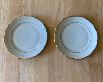 Vintage Walbrzych gold rimmed China 7” bread plates. Set of 2. Excellent condition.