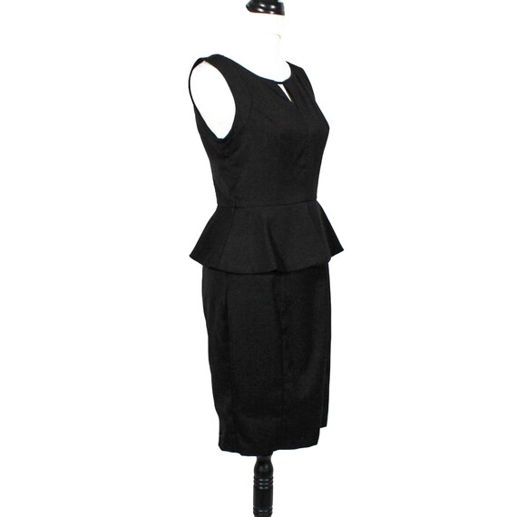 black pencil peplum dress Mono Coast Petite Lisa Tan Crepe Rosette Detail Peplum Pencil Dress