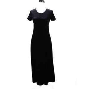 Vintage 1990s Black Velvet Dress | Gothic Grunge, Romantic Goth, Whimsigoth, Kinderwhore Fashion | Size M