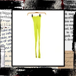 Vintage Y2K Neon Yellow Fishnet Tights | 2000s Cyberpunk Punk Rave Goth Aesthetic | One Size S/M