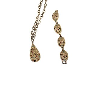 Vintage 1960s Sarah Coventry Necklace & Bracelet Set Mod Multicolor Rhinestone Statement Jewelry Gold Tone Sarah Cov Retro Costume Jewelry