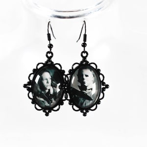 Retro Horror, Horror Movie, Halloween, Gothic Earrings, Cameo Earrings, Black Metal Earrings, Goth, Earrings