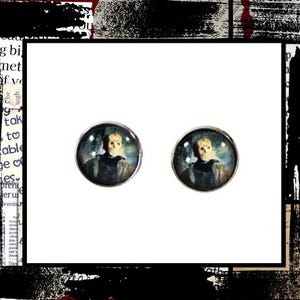 Unisex Jason &quot;Ch Ch Ch Ha Ha On&quot; Get Your Horror Movie Earrings Stud Post Gothic Jewelry