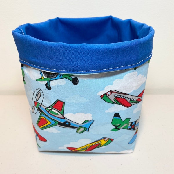Airplane, Plane Fabric Storage and Organization Gift Basket, Bin Container, Knick knacks, Gifts, Toys, home decor