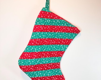 Handmade Patchwork Red & Green Christmas Stocking