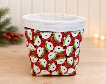 Handmade Tossed Christmas Polar Bears Holiday Fabric Basket, Home Decor, Storage & Organization