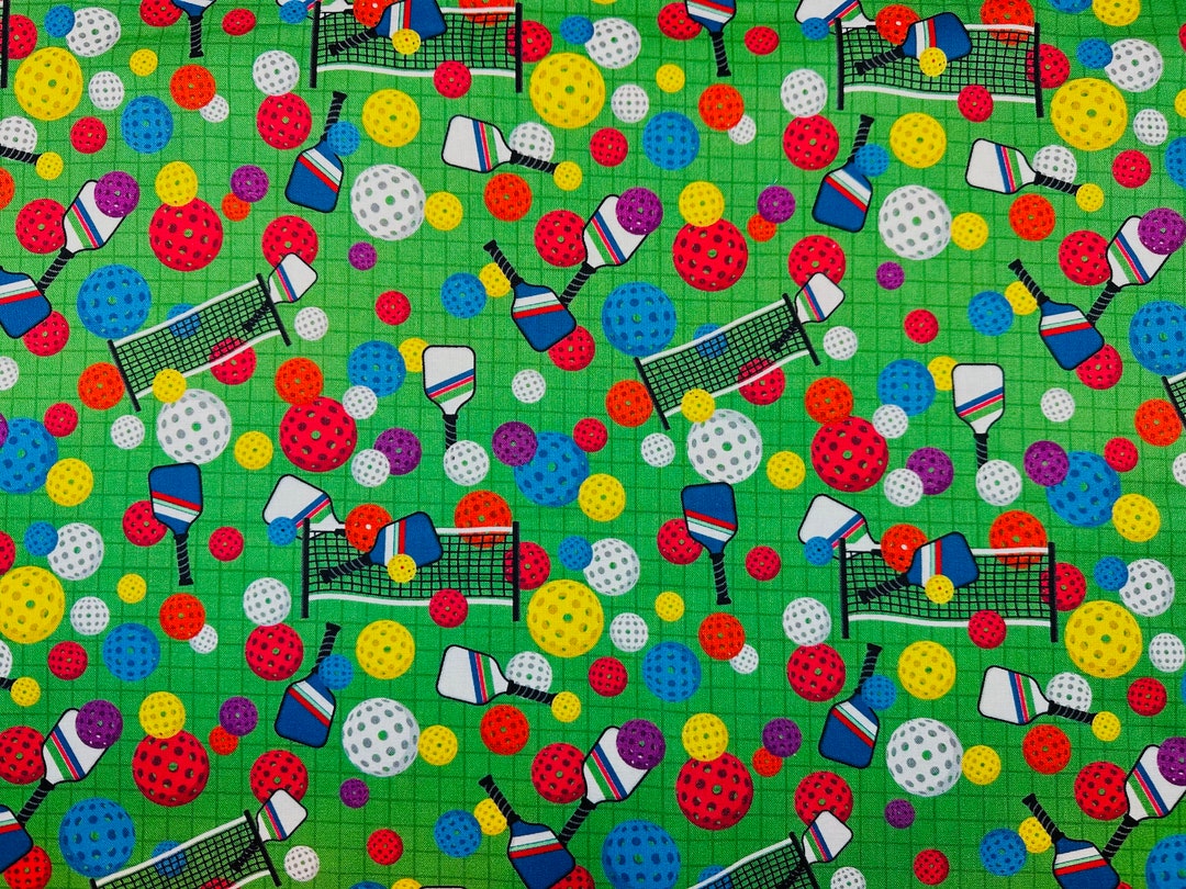 Pickle Ball Pickleball Fabric by the Yard, 100 Cotton by Mook Fabrics