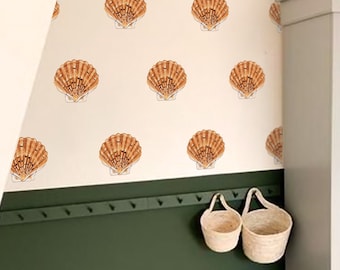 Scallop Sea Shell | Reusable Wall Decals Eco Friendly | Peel & Stick | Beach Nursery, Ocean, Tropical, Under the Sea, Shell Stickers ss1