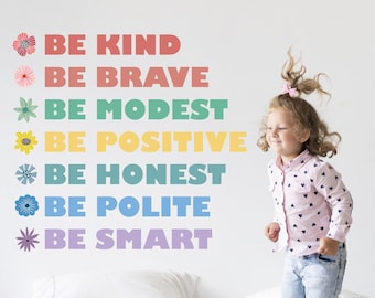 Be kind, be brave, be smart removable wall decal, nursery decor, gender neutral quote, baby girl boy room inspiration, playroom decor ne5