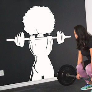 Gym Wall Decal Afro Girl Power fitness Quote Decor Workout Art Vinyl Gym Stickers Bedroom gym workout girl motivation crossfit ar34