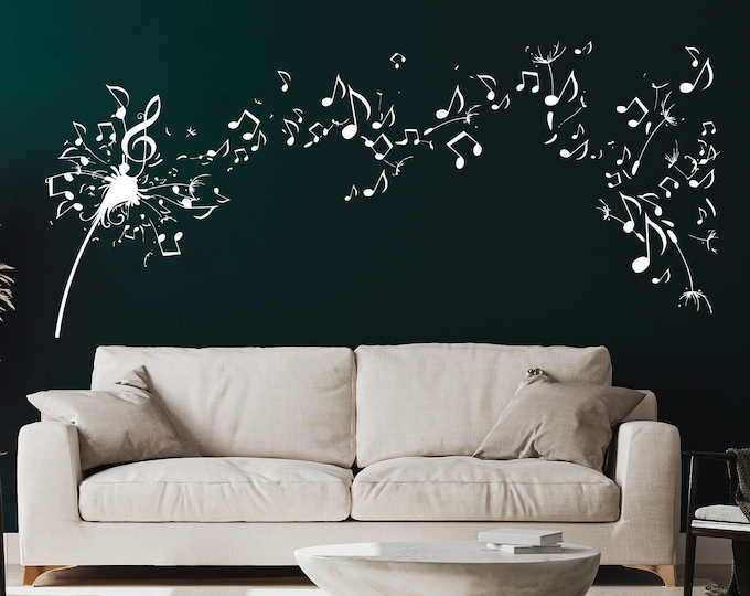 Dandelion Wall Decal Bedroom Music Note Wall Decal Dandelion Etsy