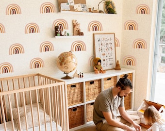 Rainbow Wall Decals, Watercolor Rainbows Wall Stickers, Boho Wall Decor, Nursery Decor, Kids Room Decor, Baby Shower Gift, Neutral Decor