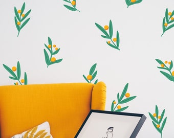 Tangerine wall decals, mandarine wall stickers, clementine wall decals, orange wall decor boho nursery decor gender neutral