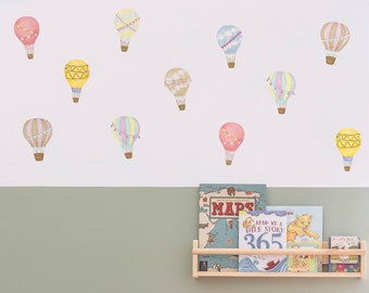 Hot Air Balloon Wall Decal, Watercolor Air Balloon Wall Sticker Watercolor Playroom Kids, Girl Bedroom Wall Stickers Mural Nursery Decor bs1