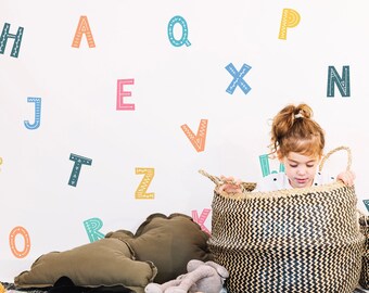 Neutral Watercolor Alphabet Set, Peel and Stick Decal, Reusable Wall Decal, Repositionable Wall Stickers, boho alphabet al2