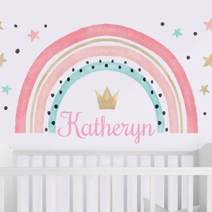 Personalized Rainbow Wall Decal - Girls Personalized Name Rainbow Wall Sticker Rainbow Unicorn Custom Name Sign Custom Stencil Monogram nd6