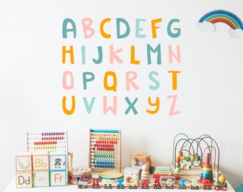 Neutral Watercolor Alphabet Set, Peel and Stick Decal, Reusable Wall Decal, Repositionable Wall Stickers, boho alphabet al3