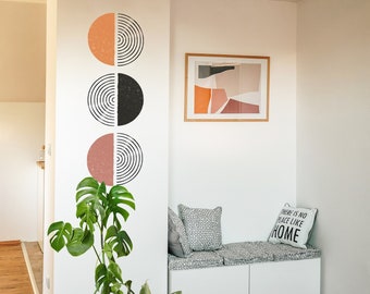 Removable Circle Decal, Boho Decor, Color Circle Wall Sticker, Color Blocking, Geometric Wall Art, Removable Wall Sticker ad5