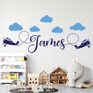 Airplane Wall Decal-Wall Decals for Boys-Wall Decals Nursery-Boys  Decals-Custom Name Decals-Name Wall Decals-Wall Decals Kids - Baby AD227