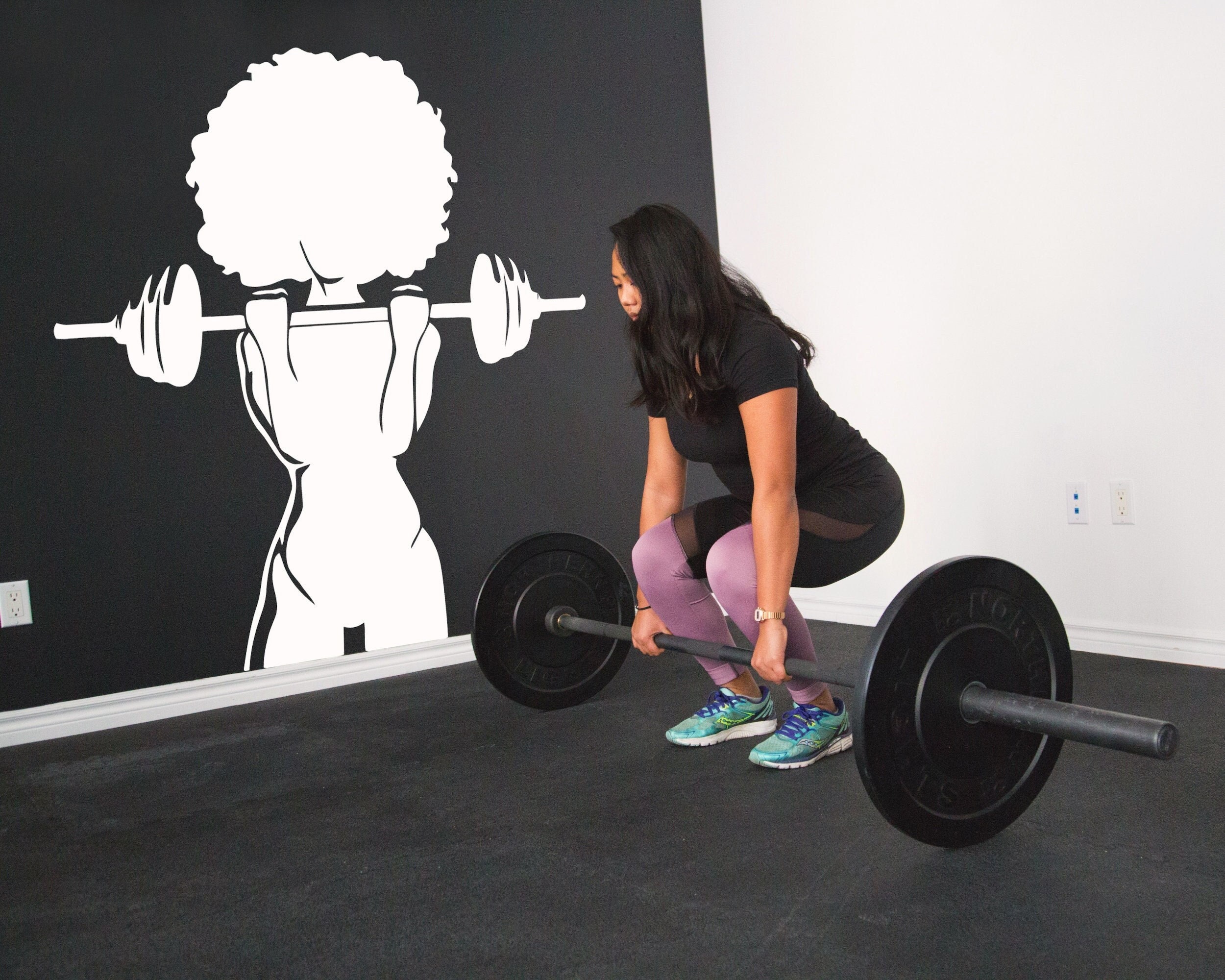 Gym Wall Decal Afro Girl Power fitness Quote Decor Workout Art Vinyl Gym Stickers Bedroom gym workout girl motivation crossfit ar34