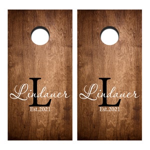 DIY Wedding Decal Set, Last Name Cornhole Decals Set of Two Corn hole Board Game Decals Wedding DIY Decals Wedding Decor Decals Vinyl wed1