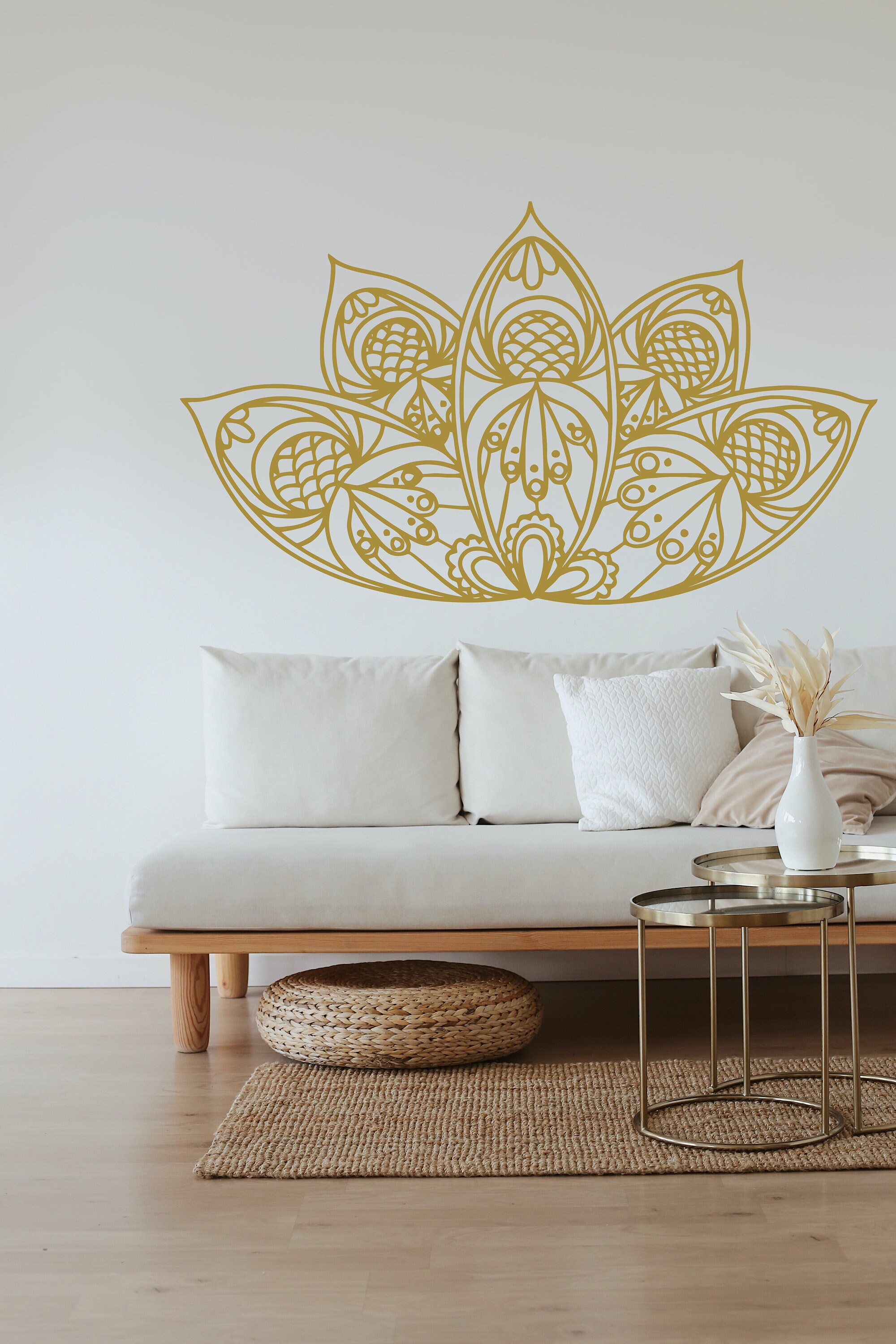 Lotus Flower Wall Decal Vinyl Sticker Boho Bohemian Decor Etsy