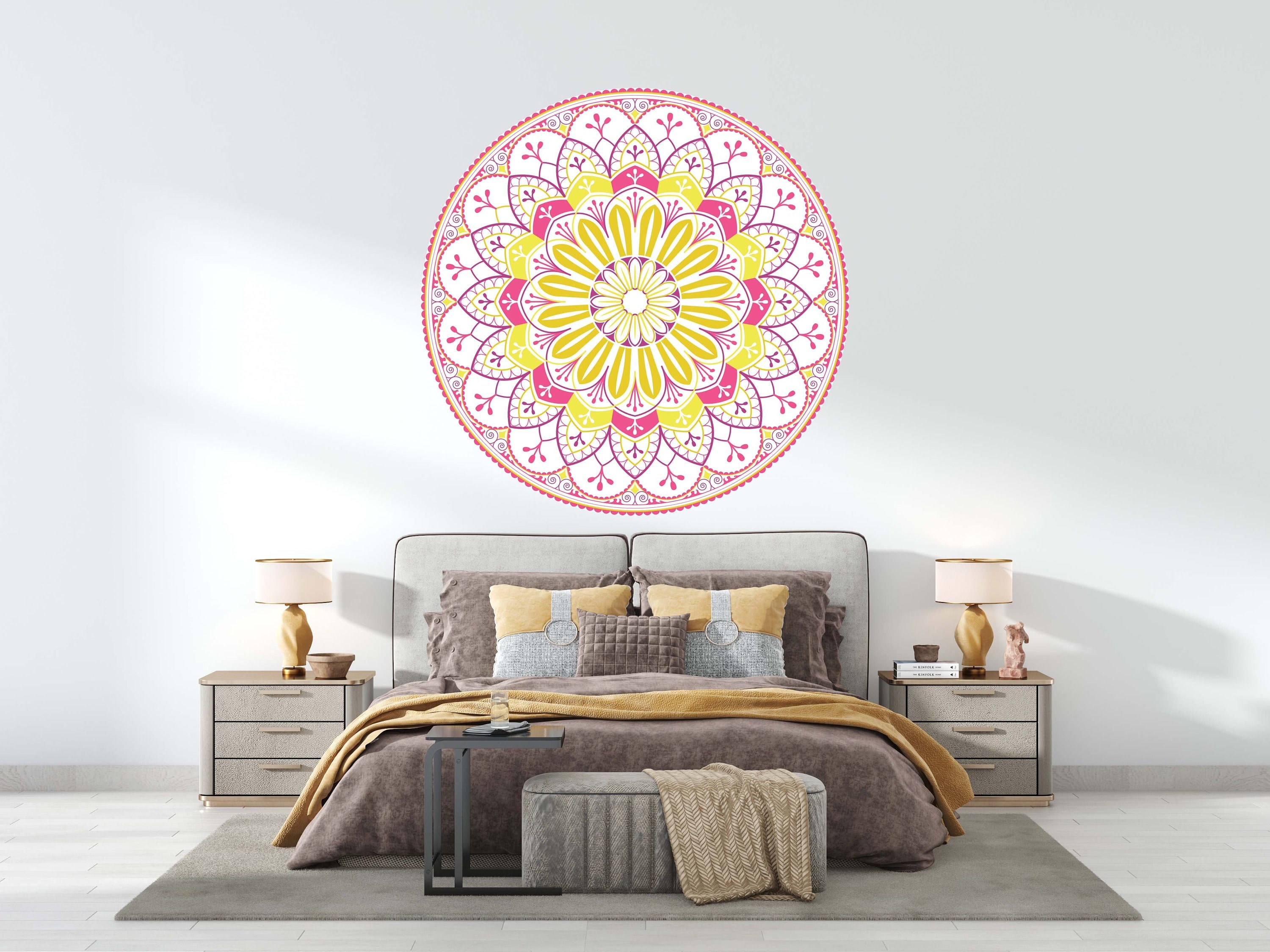 Mandala Wall Decal Headboard Master Bedroom Boho Bohemian Decor Vinyl ...