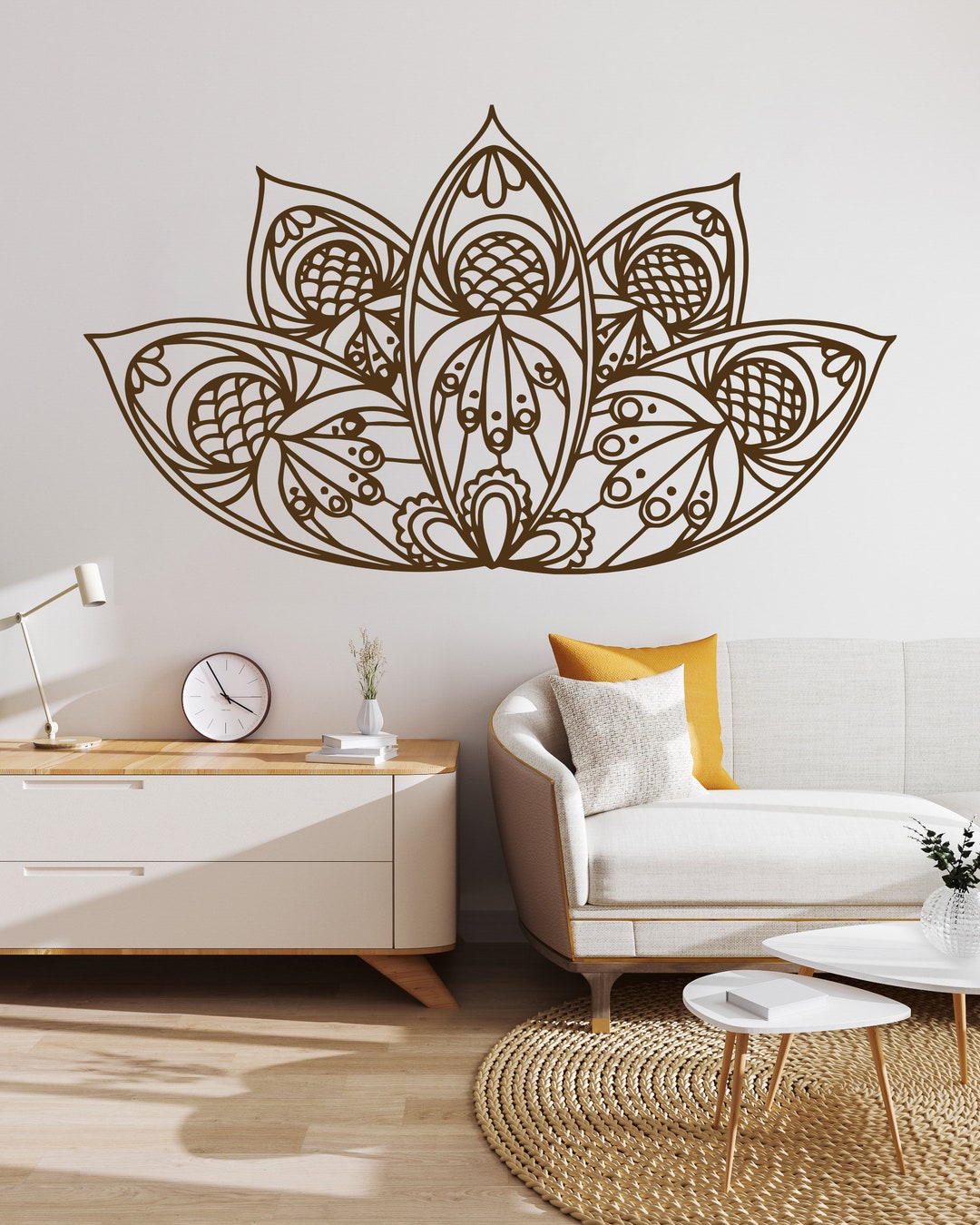 Lotus Flower Wall Decal Vinyl Sticker Boho Bohemian Decor Moroccan ...