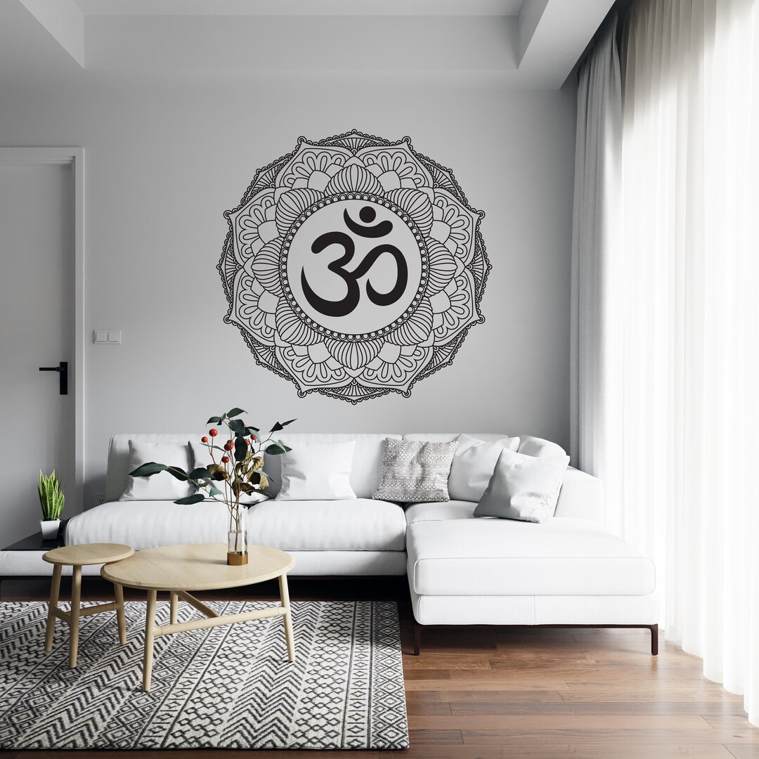 Mandala Wall Decal Yoga Studio Vinyl Sticker Decals Flower Ornament ...