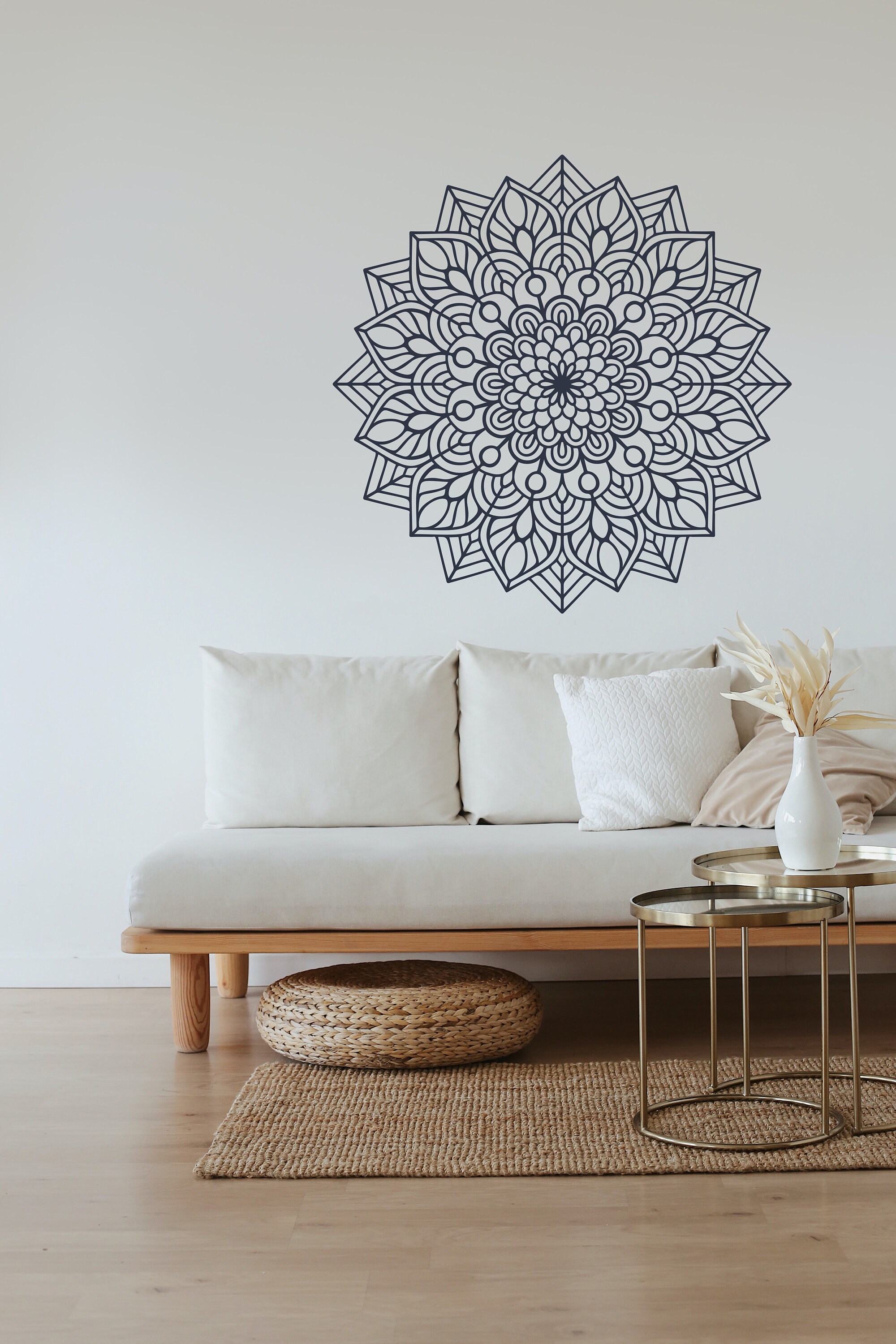 Mandala Wall Decal Vinyl Sticker Lotus Flower Boho Bohemian Decor ...