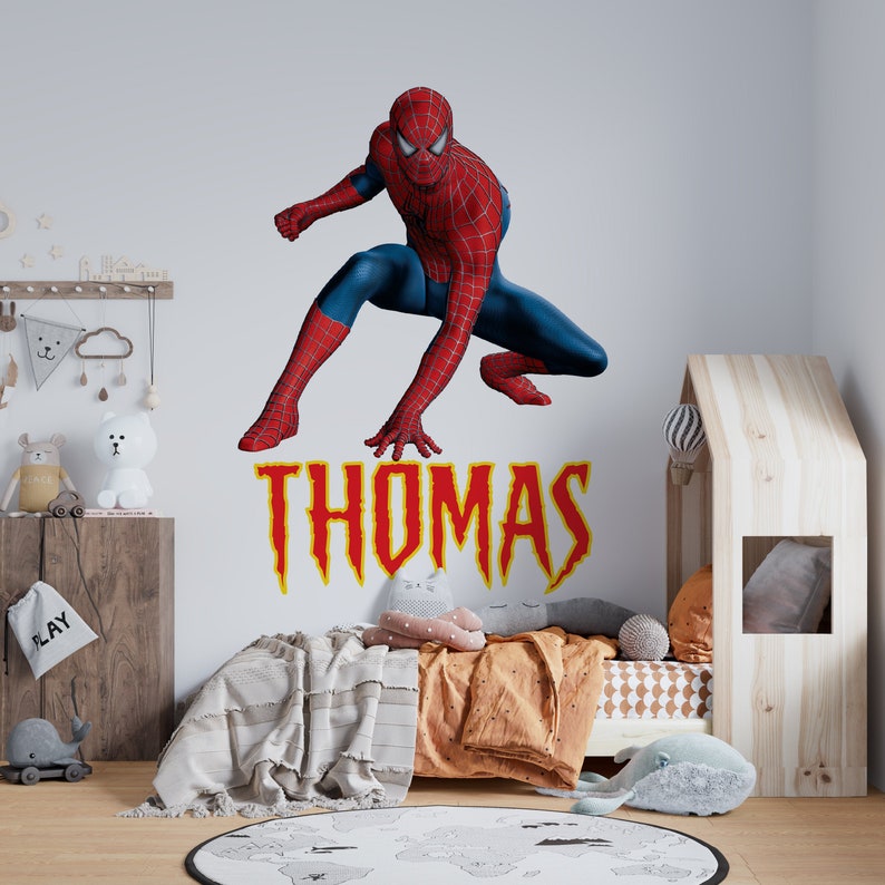 Spiderman Name Decal Spiderman Decal Spiderman Room Decor Etsy