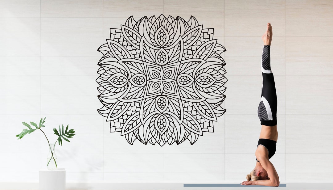 Mandala Wall Decal Yoga Studio Vinyl Sticker Decals Flower Ornament ...