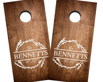 DIY Wedding Decal Set, Last Name Cornhole Decals Set of Two Corn hole Board Game Decals Wedding DIY Decals Wedding Decor Decals Vinyl AD211
