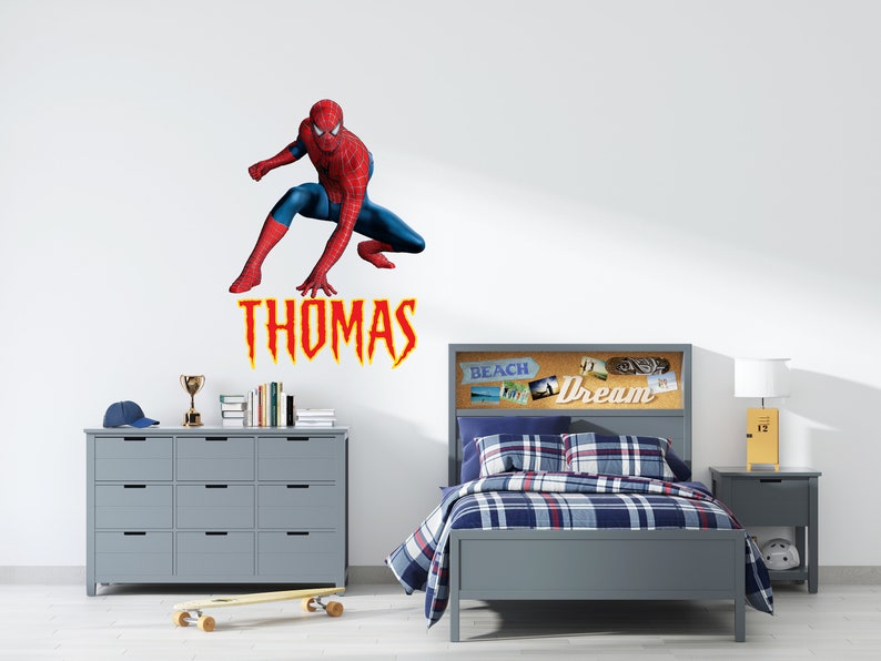 Spiderman Name Decal Spiderman Decal Spiderman Room Decor Etsy