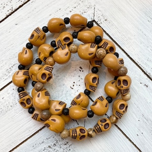 Skully beaded stacker bracelet