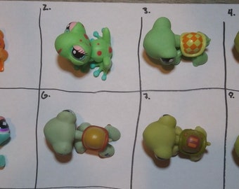 authentic lps littlest pet shop turtle and frog figures