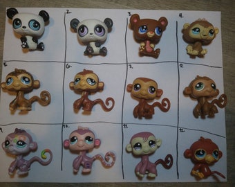 authentic lps littlest pet shop bear and monkey figures